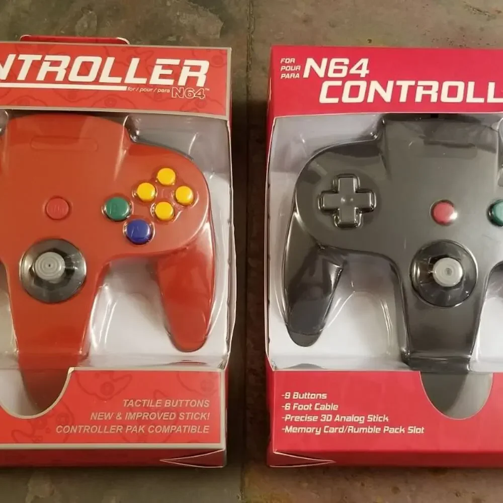 2 N64 Controllers - Red & Black (NEW) - Nintendo - Old Skool